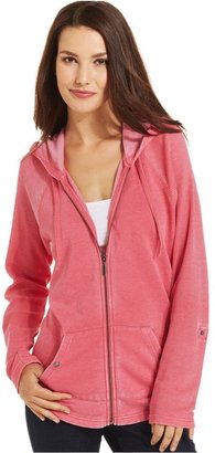 Style&Co. Sport Mixed-Media Thermal Zip-Up Hoodie