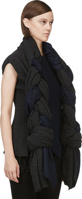 Comme des Garcons Grey & Navy Knit Braided Scarf Vest