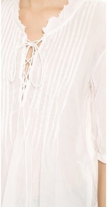 Nili Lotan Lace Up Voile Top