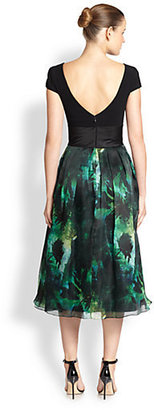 Theia Floral Organza-Skirt Dress