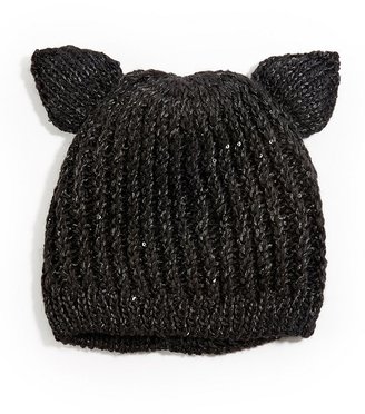 GUESS Black Sequin Beanie with Ears