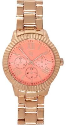 River Island Rose gold tone pink face watch