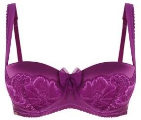 New Look Kelly Brook Purple Sateen and Lace Balconette Bra