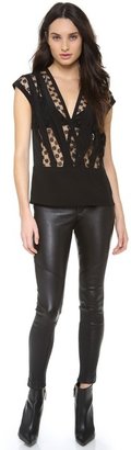 Thakoon Lace Inset V Neck Top
