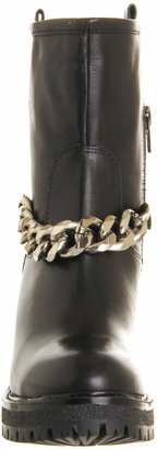 Office Clyde Heavy Chain Biker Black Leather Silver Chain