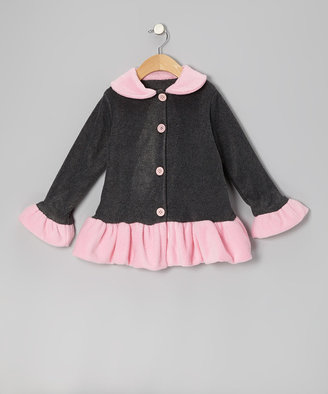 Pink & Gray Ruffle Fleece Jacket - Infant, Toddler & Girls