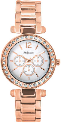 Style&Co. Women's Rose Gold-Tone Bracelet Watch 33mm SC1450