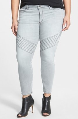 CJ by Cookie Johnson 'Inspire' Stretch Ankle Skinny Moto Jeans (Kamalo) (Plus Size)