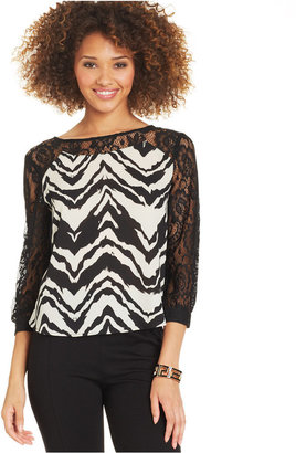 Amy Byer BCX Juniors' Printed Lace Top
