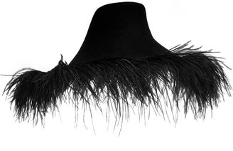 Lanvin Feather-trimmed rabbit-felt hat