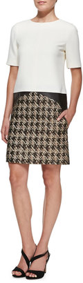 J. Mendel Short-Sleeve Dress with Metallic Skirt