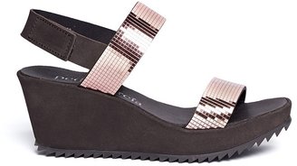 Pedro Garcia 'Feist' metallic cubic strap platform wedge sandals