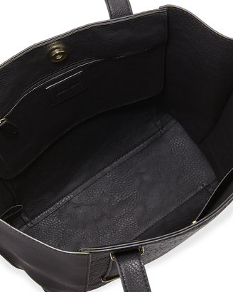 Neiman Marcus Textured Paneled Slim Tote Bag, Black
