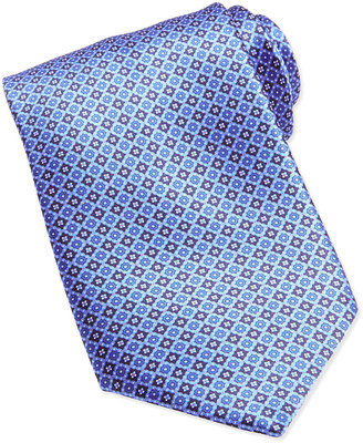 Stefano Ricci Neat Medallion Pattern Silk Tie, Blue