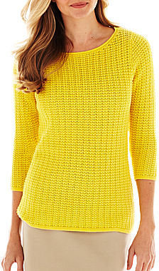 Liz Claiborne 3/4-Sleeve Boatneck Sweater