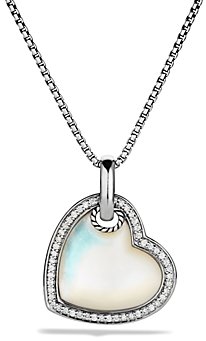 David Yurman Cable Heart Pendant with Mother-of-Pearl and Diamonds on Chain