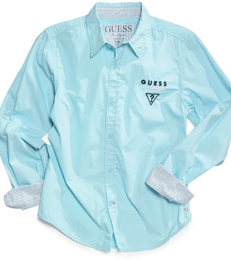 GUESS Little Boys' Core Roll-Up Sleeve Shirt