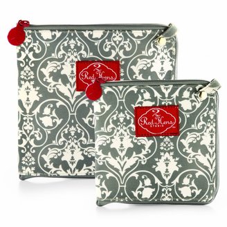 2 Red Hens Studio Snack Bags Set, Large/Small Grey Damask, 2-Pack
