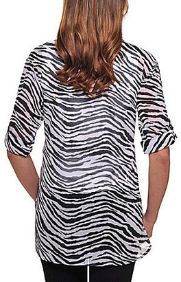 Peter Nygard Zebra-Print Beaded Tunic