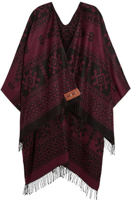 Finds + Kiboots reversible intarsia-knit poncho