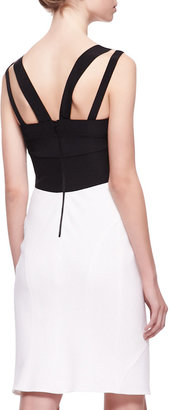 Narciso Rodriguez Double-Strap Colorblock Dress, Black/White