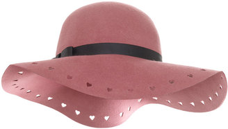 Miss Selfridge Pink cutwork heart floppy hat