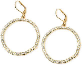 T Tahari Gold-Tone Crystal Pavé Large Circle Drop Earrings