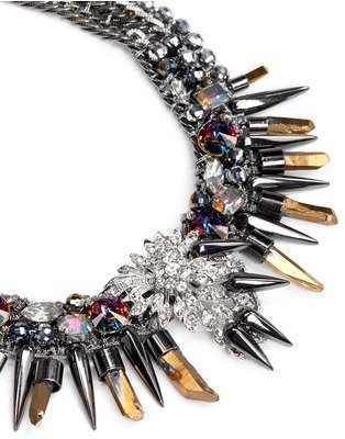 Nobrand Swarovski crystal pendant spike collar necklace