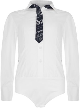 John Galliano Girls White Shirt Bodysuit With Tie