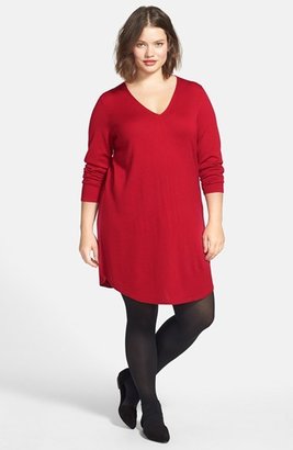 Eileen Fisher V-Neck Merino Sweater Dress (Plus Size)