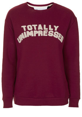 Topshop Womens Totally Unimpressed Sweatshirt by Tee and Cake - Red