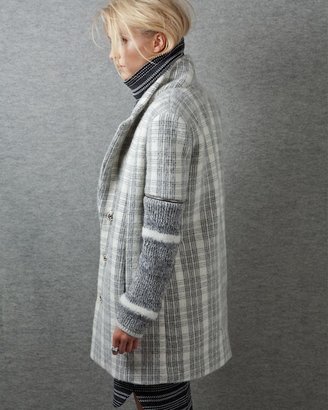 Yigal Azrouel Sweater Sleeve Plaid Coat