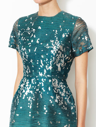 Monique Lhuillier Embroidered Speckle Silk Dress