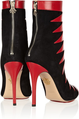 Charlotte Olympia Hazel leather and suede ankle boots