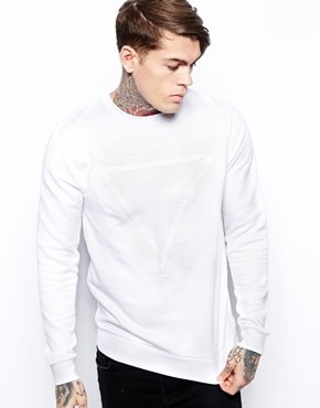 ASOS Sweatshirt With Embroidered Triangle - White