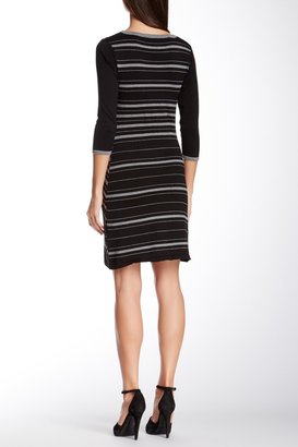 Taylor 3/4 Sleeve Ruched Stripe Dress
