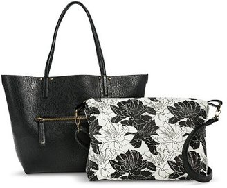 Under One Sky Women's Two-in-One Tote with Removable Crossbody Handbag - Black/Floral
