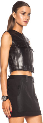 Alexander Wang Leather Cargo Crop Top with Patch Pockets