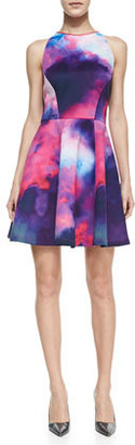 Ted Baker Summer At Dusk Cloud-Print Fit-And-Flare Dress