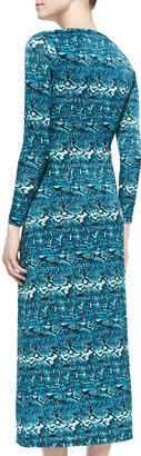 Melissa Masse Python-Print Jersey Long Dress