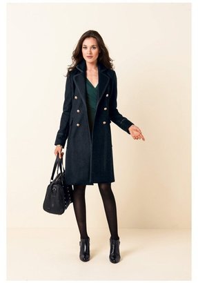 Laura Clement Mid-Length Wool Mix Military-Style Coat
