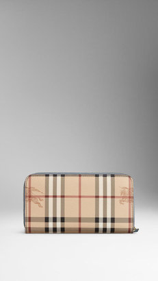 Burberry Leather and Haymarket Check Ziparound Wallet
