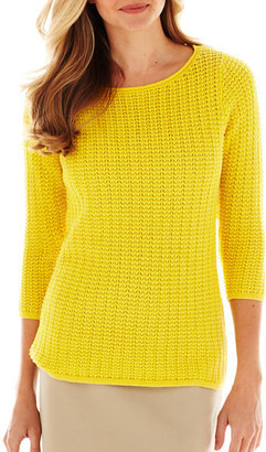 Liz Claiborne 3/4-Sleeve Boatneck Sweater