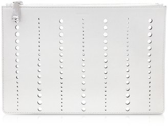 Jil Sander Large Open White Perforated Leather Fine Envelope