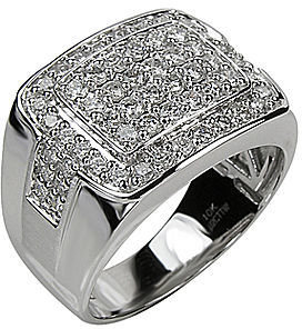 JCPenney FINE JEWELRY Mens 11⁄2 CT. T.W. Diamond 10K White Gold Ring