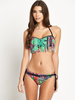 River Island Leila Tropical Fringed Bandeau Bikini Top