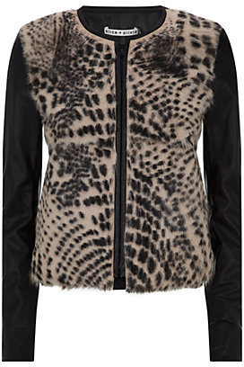 Alice + Olivia Trix Cropped Fur Front Leather Jacket