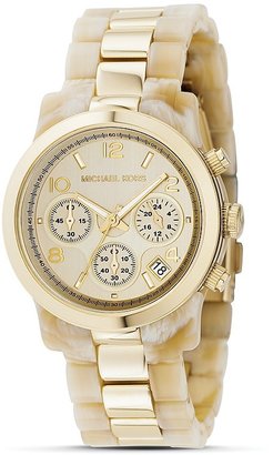 MICHAEL Michael Kors Round Faux Horn and Gold Bracelet Watch, 38MM