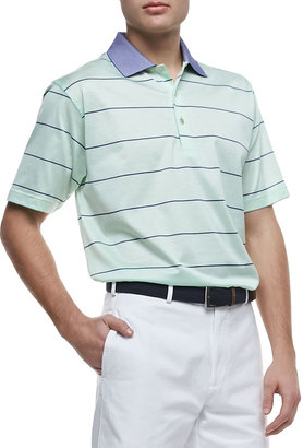 Peter Millar Miami Striped Short-Sleeve Polo, Winter Green