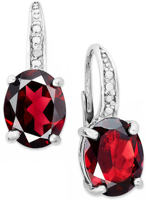 Macy's Victoria Townsend Sterling Silver Earrings, Garnet (5-1/2 ct. t.w.) and Diamond Accent Leverback Earrings
